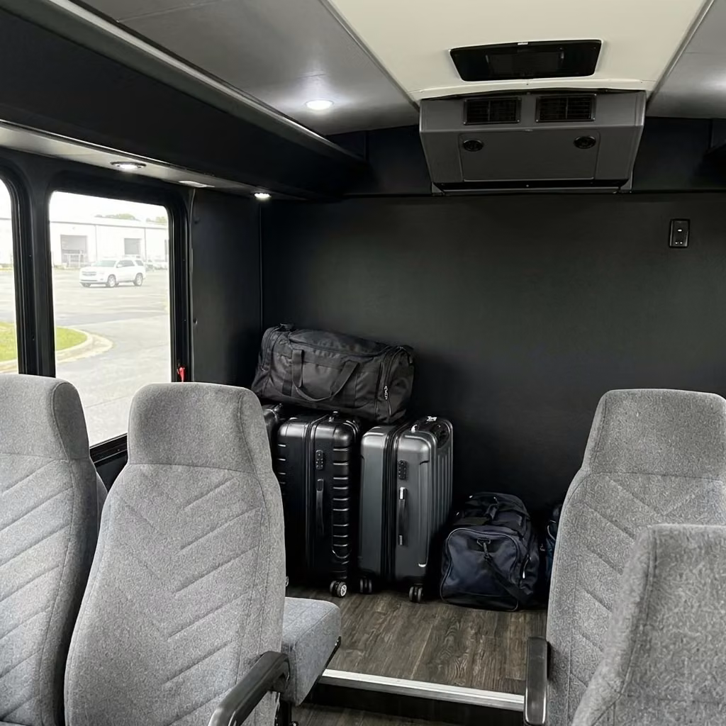 alabaster 15 passenger minibus luggage area