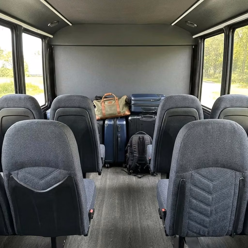 alabaster 25 passenger minibus luggage area