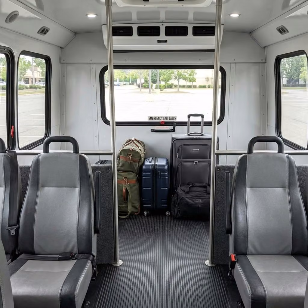 alabaster 30 passenger minibus luggage area
