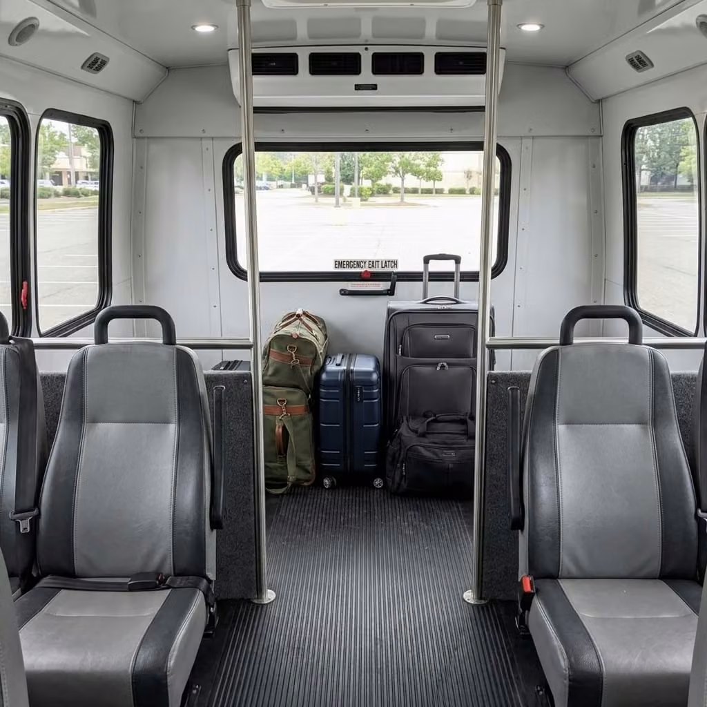 alabaster 35 passenger minibus luggage area