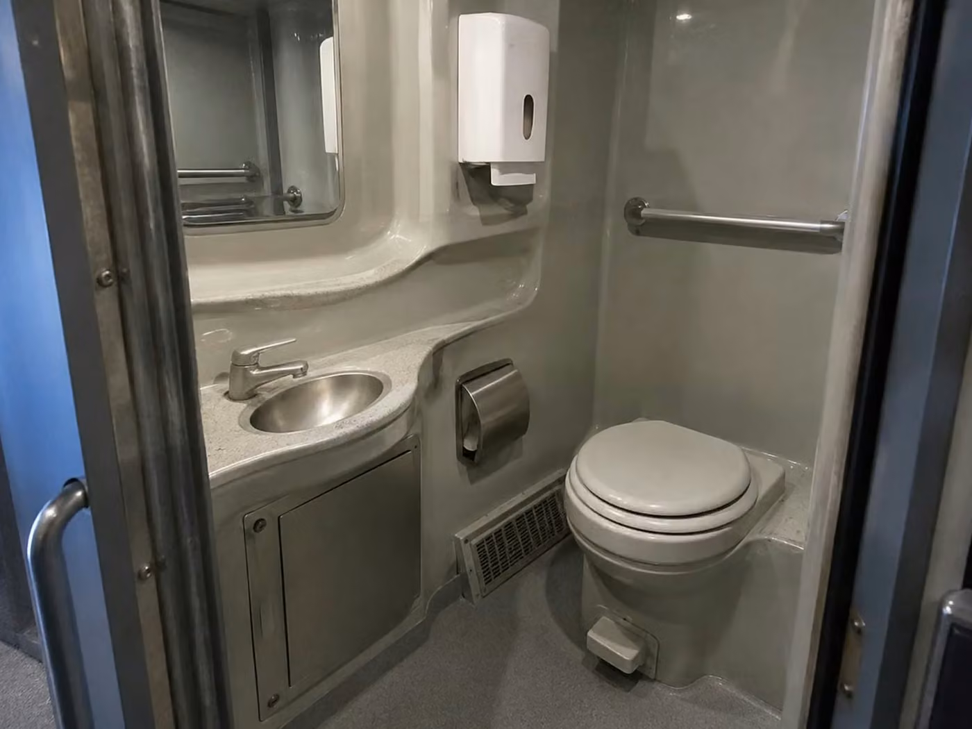 alabaster charter bus onboard restroom