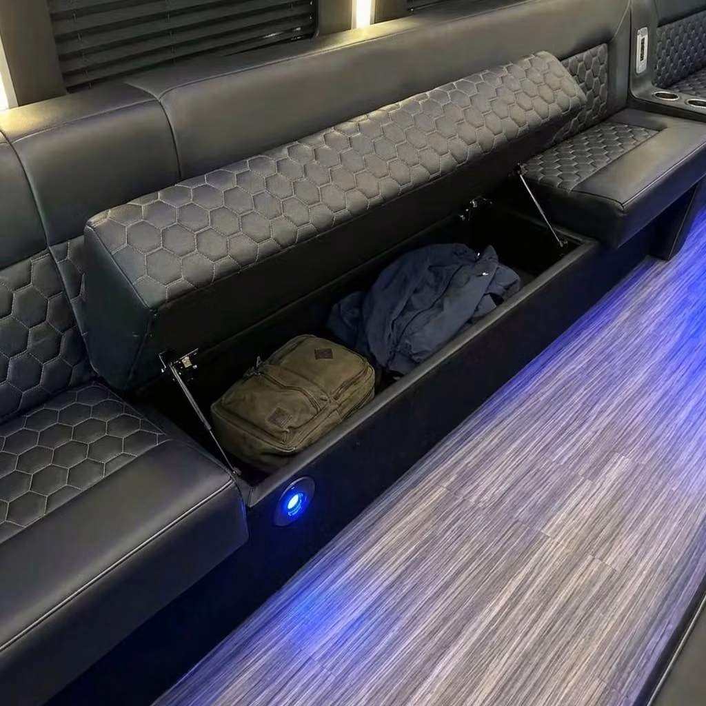alabaster party bus under seat storage