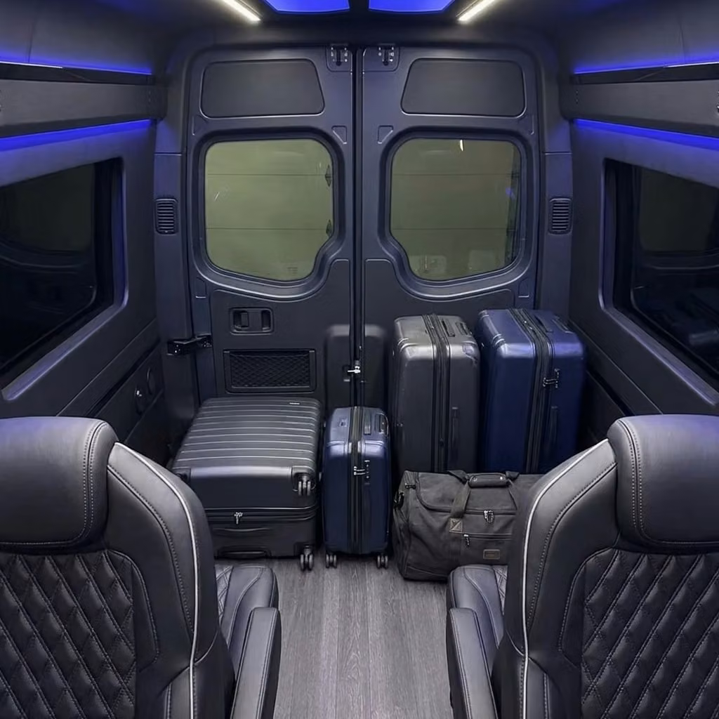 alabaster sprinter van rental with driver luggage area